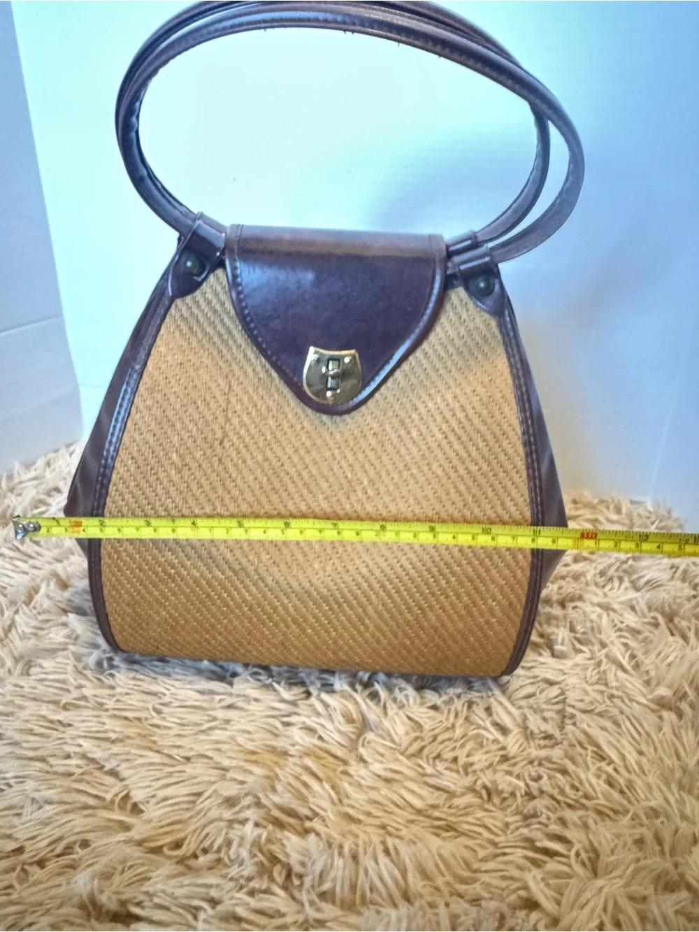 Vintage Satchel Handbag in Brown and Tan